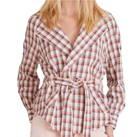 Veronica Beard Lin Jacket Multi Checked Cotton Blend Blazer Multicolored Size M - Picture 1 of 16